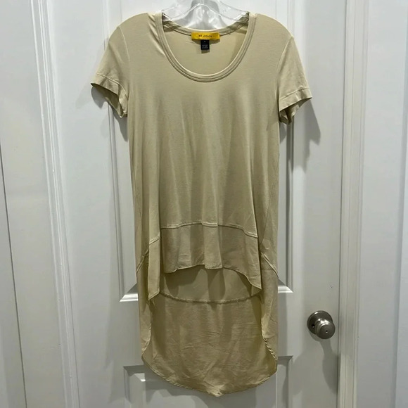 St. John Round-neck Nude Jersey Knit T-shirt with Silk Trim Sz Small P - Picture 1 of 8